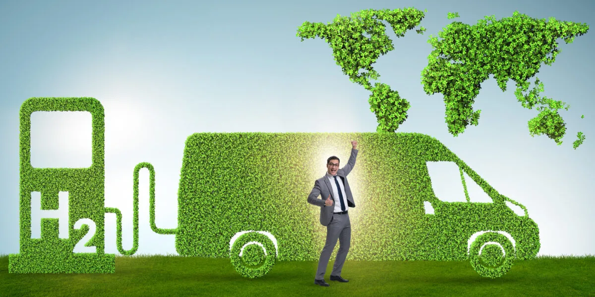 Hydrogen car concept in ecological transportation concept Depositphotos