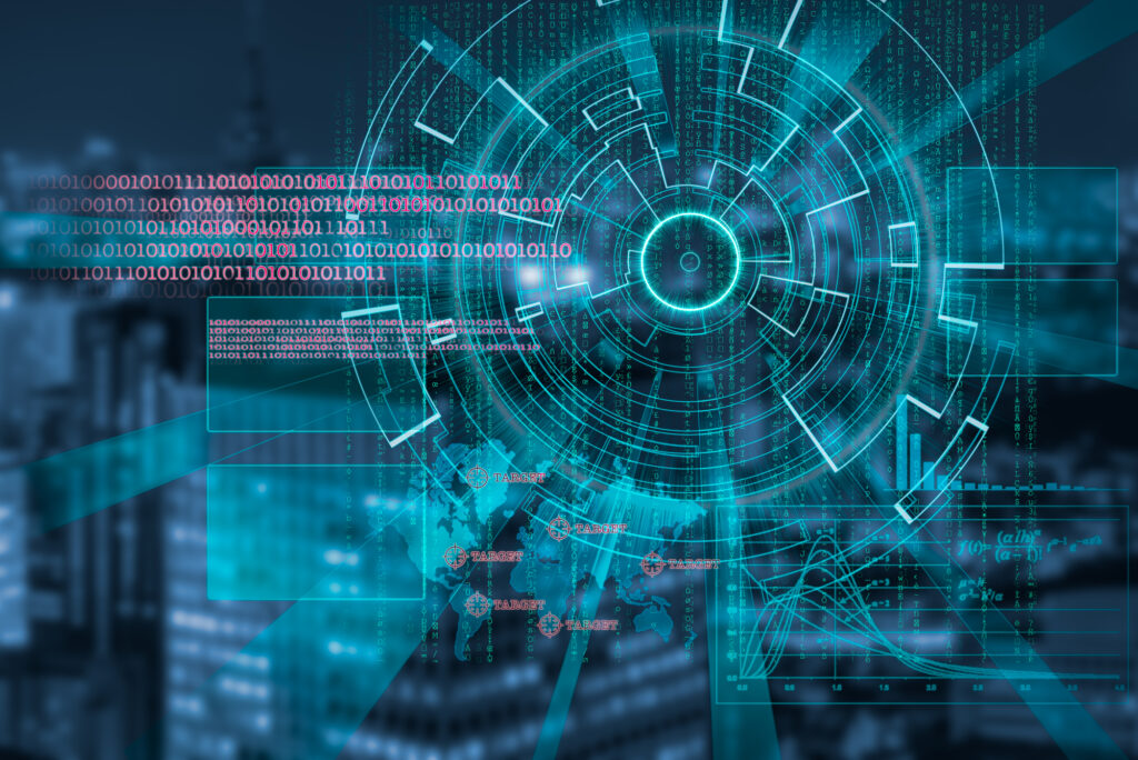 Depositphotos cyber laser target on a night city blurred background