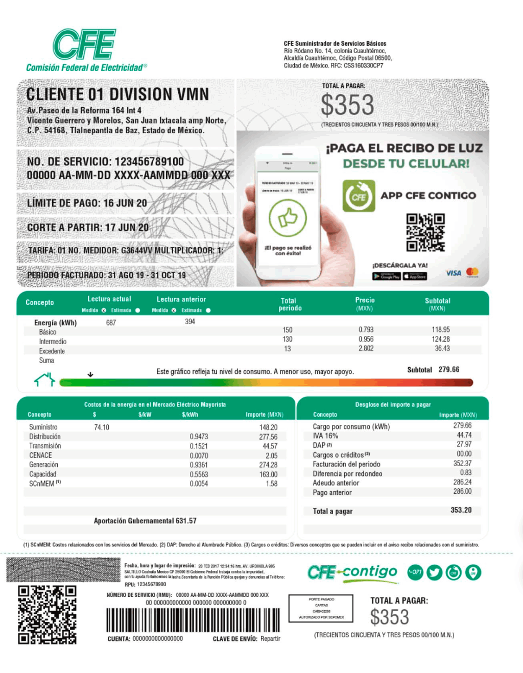 Recibo CFE