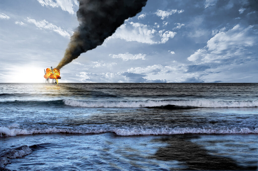 Oil platform explosion, Depositphotos