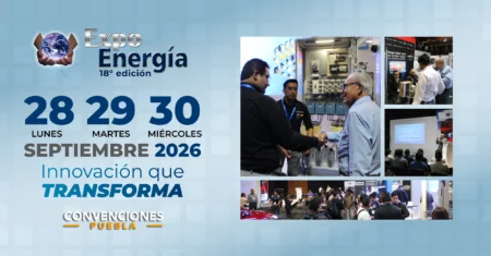 Banner for Expo Energía 18th edition with event dates September 28–30, 2026 and a collage of exhibitor photos on the right.