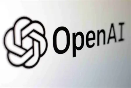 OpenAI logo featuring a black interwoven knot symbol and the word OpenAI next to it on a light background.